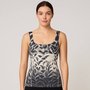 Lululemon Amala Tank 4 Pretty Plume Angel Wing Black Built In Bra Yoga Top